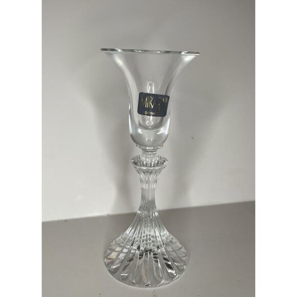 Mikasa The Ritz Crystal Candle Holder Clear Glass Fluted Ribbed 6.25” - Picture 1 of 4